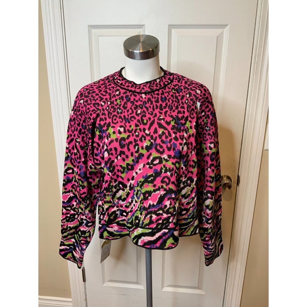 M Missoni Pink Leopard Sweatshirt w/ Cutouts NWT Size Small